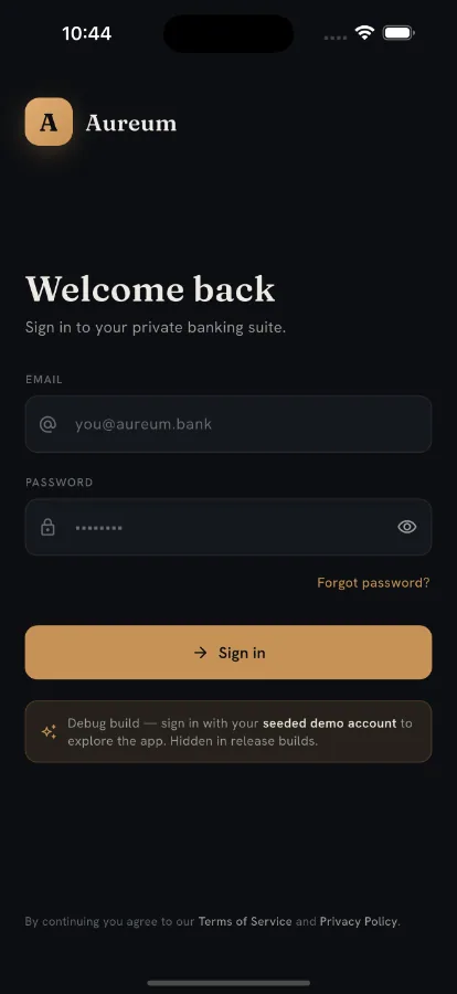 Aureum — White-Label Digital Banking Platform (Flutter + Next.js) screenshot 3