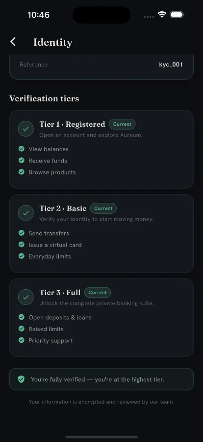Aureum — White-Label Digital Banking Platform (Flutter + Next.js) screenshot 6
