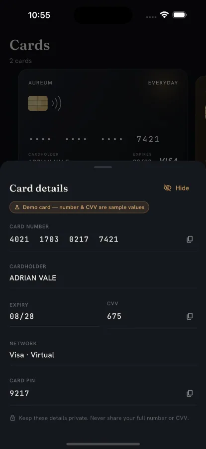 Aureum — White-Label Digital Banking Platform (Flutter + Next.js) screenshot 10