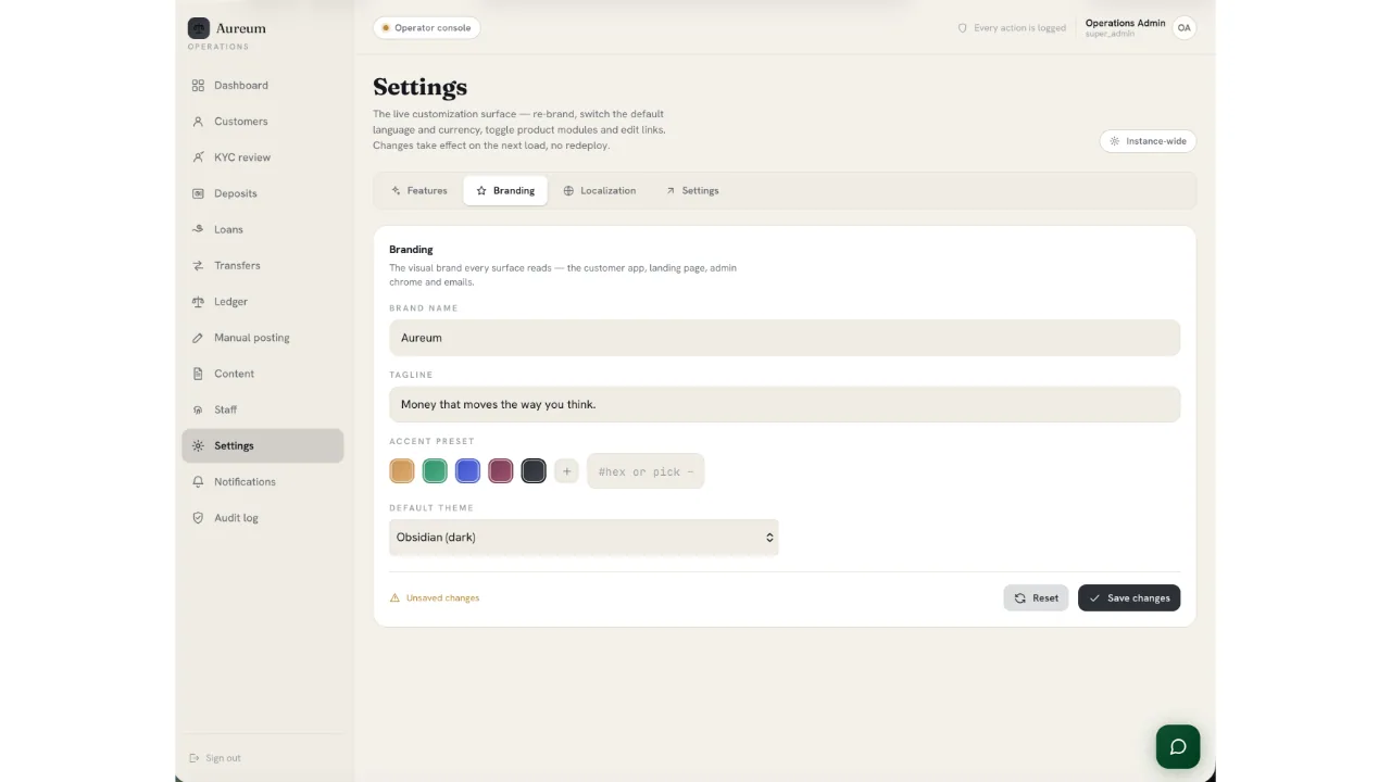 Aureum — White-Label Digital Banking Platform (Flutter + Next.js) screenshot 15