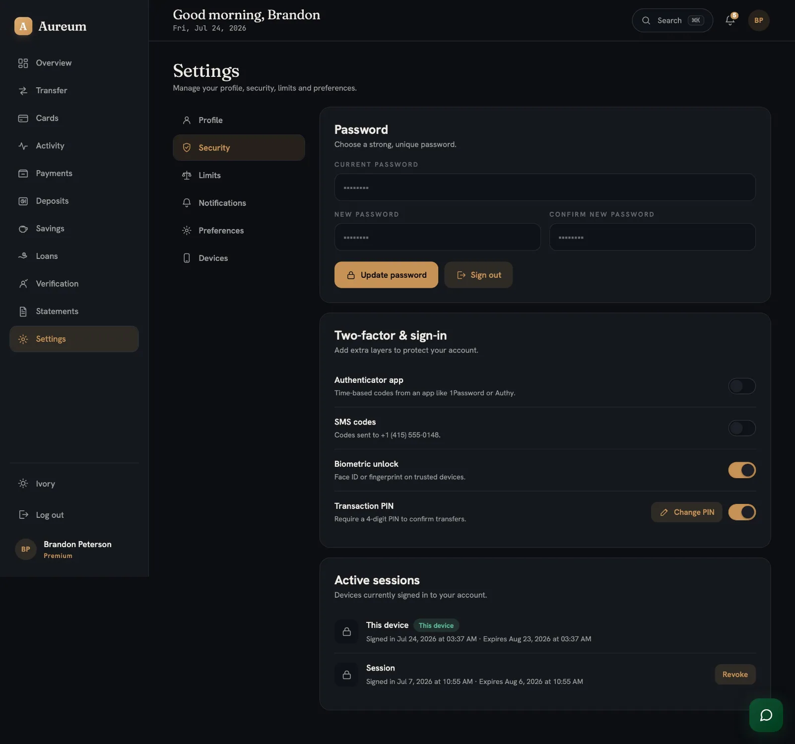 Aureum — White-Label Digital Banking Platform (Flutter + Next.js) screenshot 18