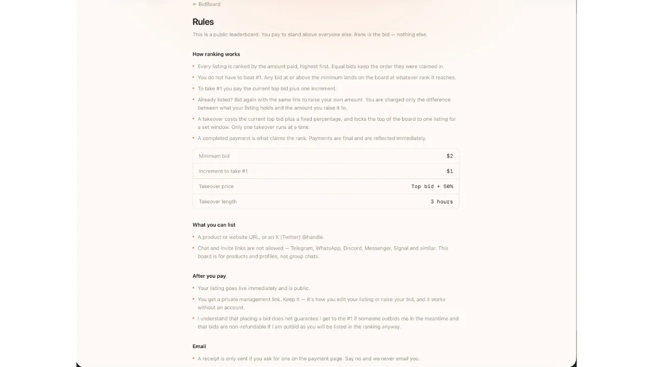 BidBoard — Pay-to-Rank Leaderboard (Next.js + Stripe) screenshot 5
