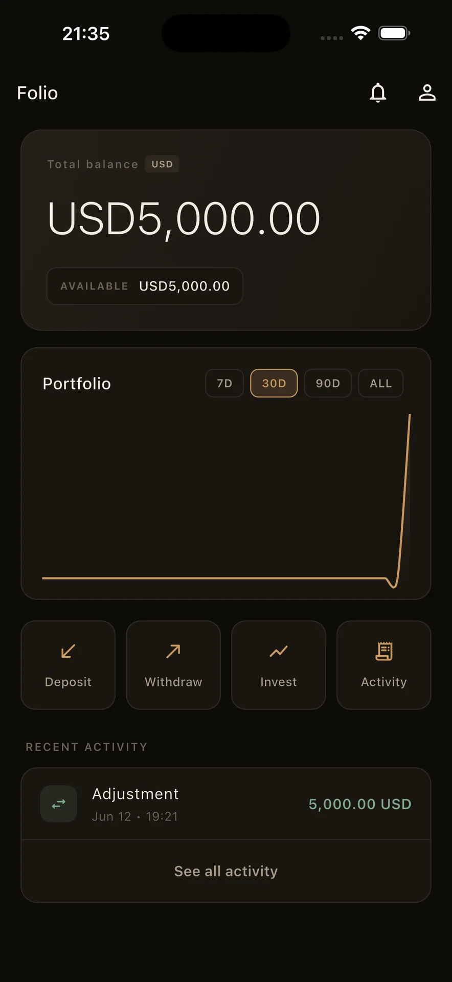 Folio — Private Wealth Wallet & Investment App (Flutter + Laravel) screenshot 13