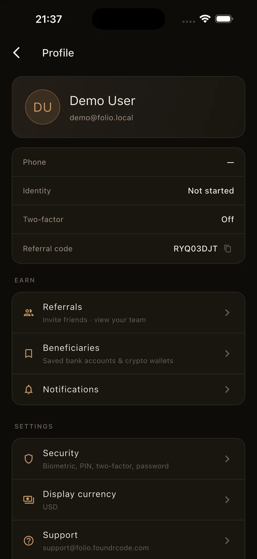 Folio — Private Wealth Wallet & Investment App (Flutter + Laravel) screenshot 25