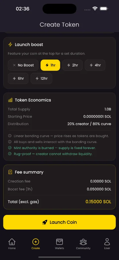 FunPump — Solana Memecoin Launchpad (Flutter + Node) screenshot 6