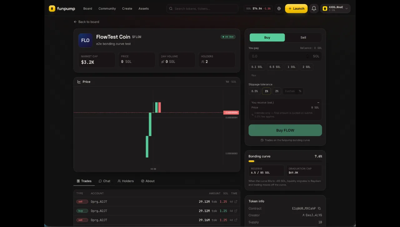 FunPump — Solana Memecoin Launchpad (Flutter + Node) screenshot 13