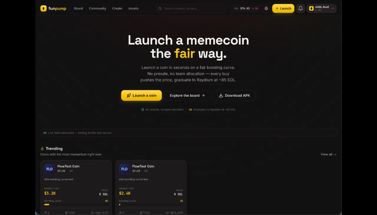 FunPump — Solana Memecoin Launchpad (Flutter + Node) screenshot 15
