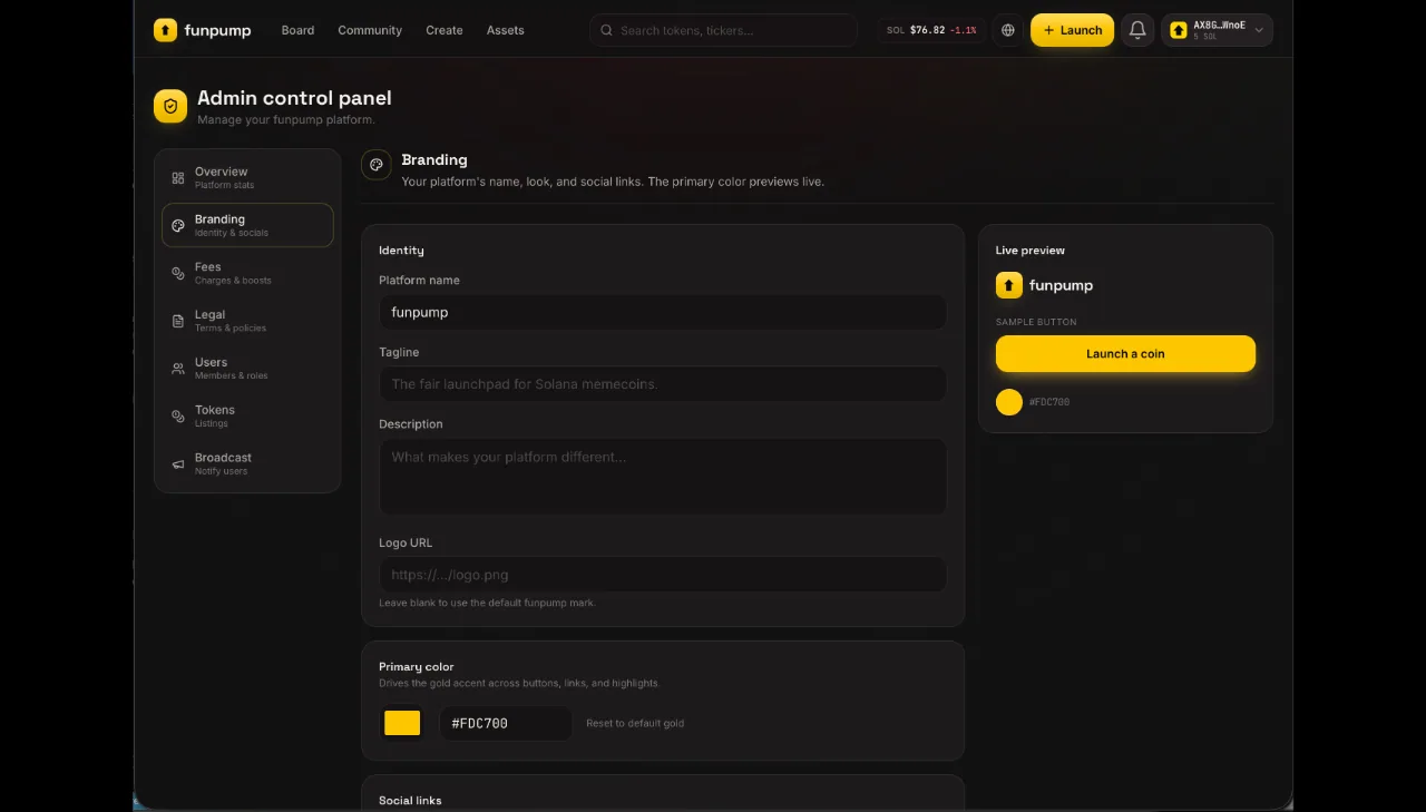 FunPump — Solana Memecoin Launchpad (Flutter + Node) screenshot 17