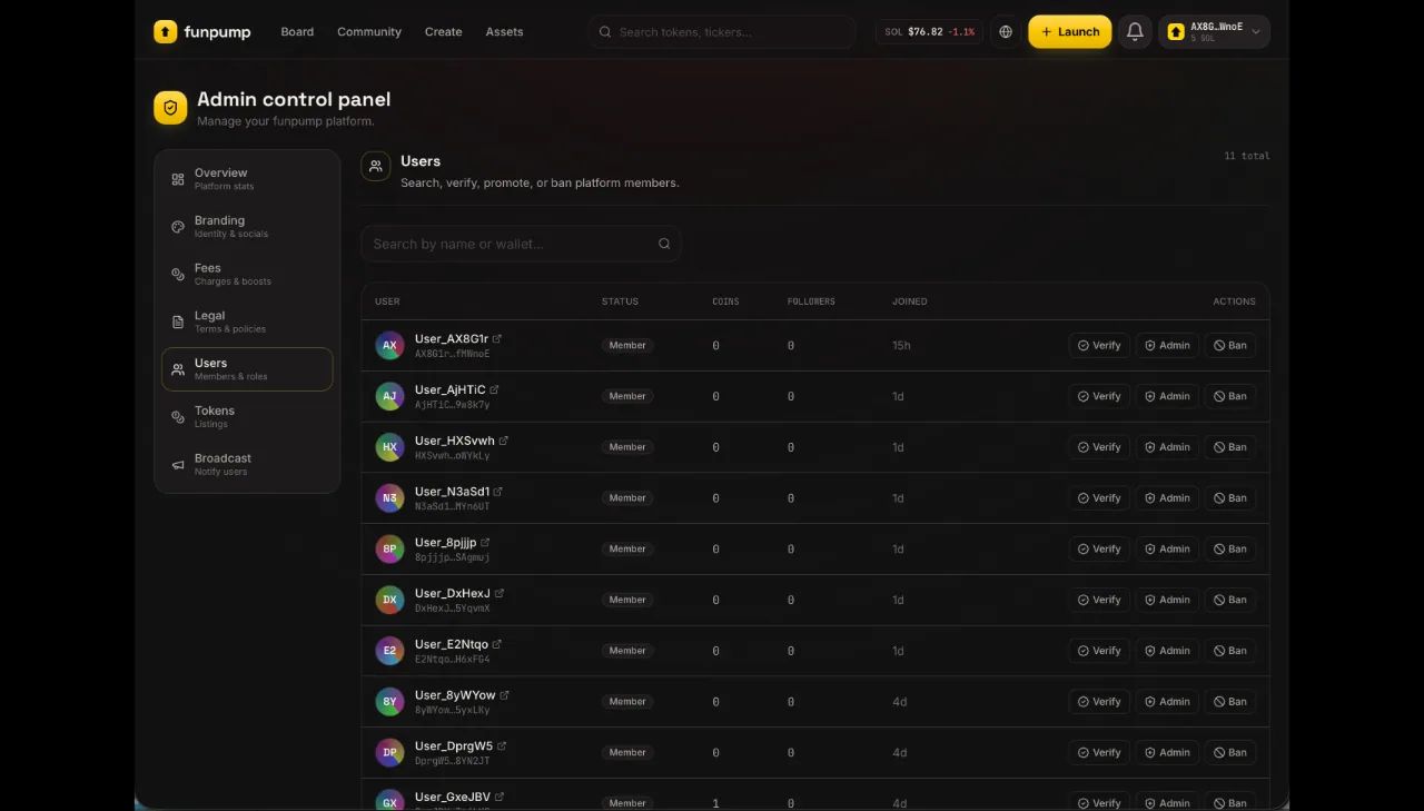 FunPump — Solana Memecoin Launchpad (Flutter + Node) screenshot 18