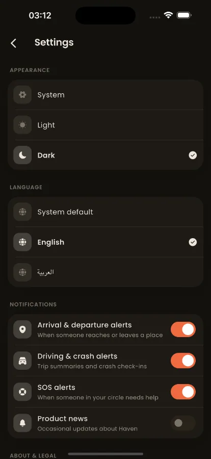 Haven — Family Safety & Location Sharing (Flutter + Laravel) screenshot 10