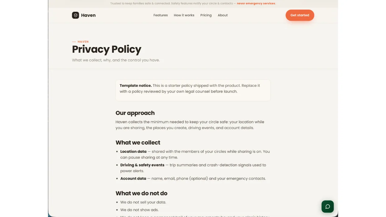 Haven — Family Safety & Location Sharing (Flutter + Laravel) screenshot 12