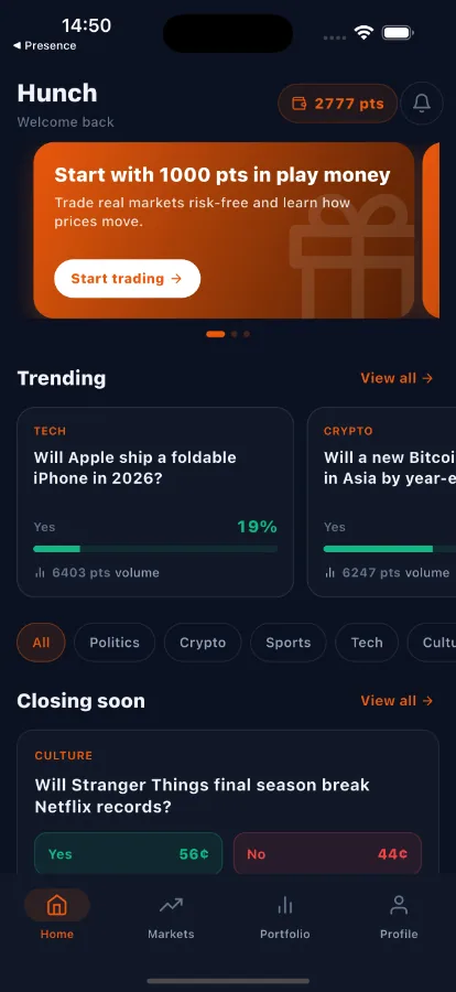 Hunch — Prediction Game Platform (Flutter + Laravel) screenshot 10