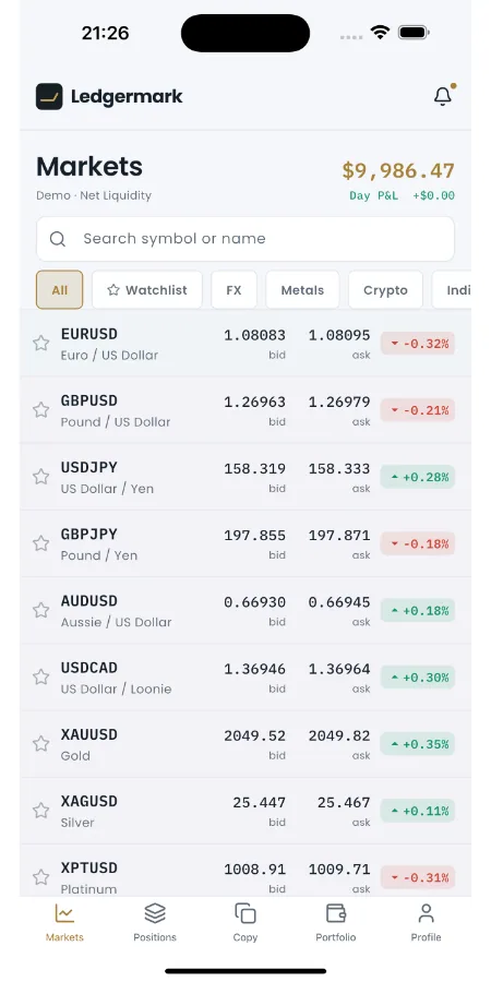 Ledgermark — Multi-Asset Trading App (Flutter + Laravel) screenshot 10