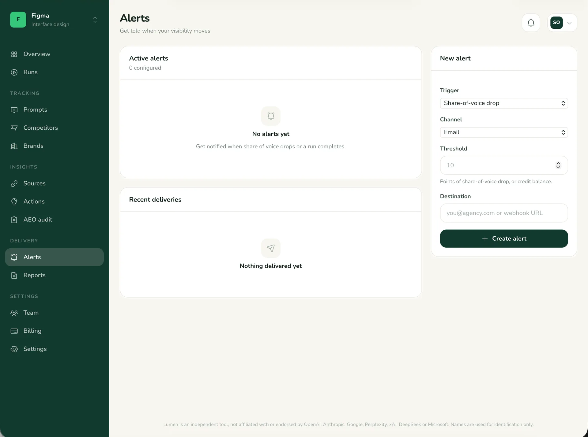 Lumen — AI Search Visibility Tracker (Laravel + Flutter) screenshot 4