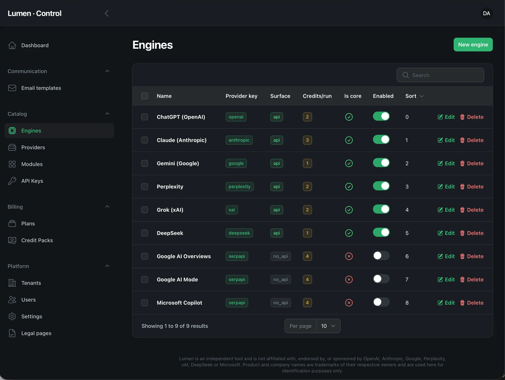 Lumen — AI Search Visibility Tracker (Laravel + Flutter) screenshot 8