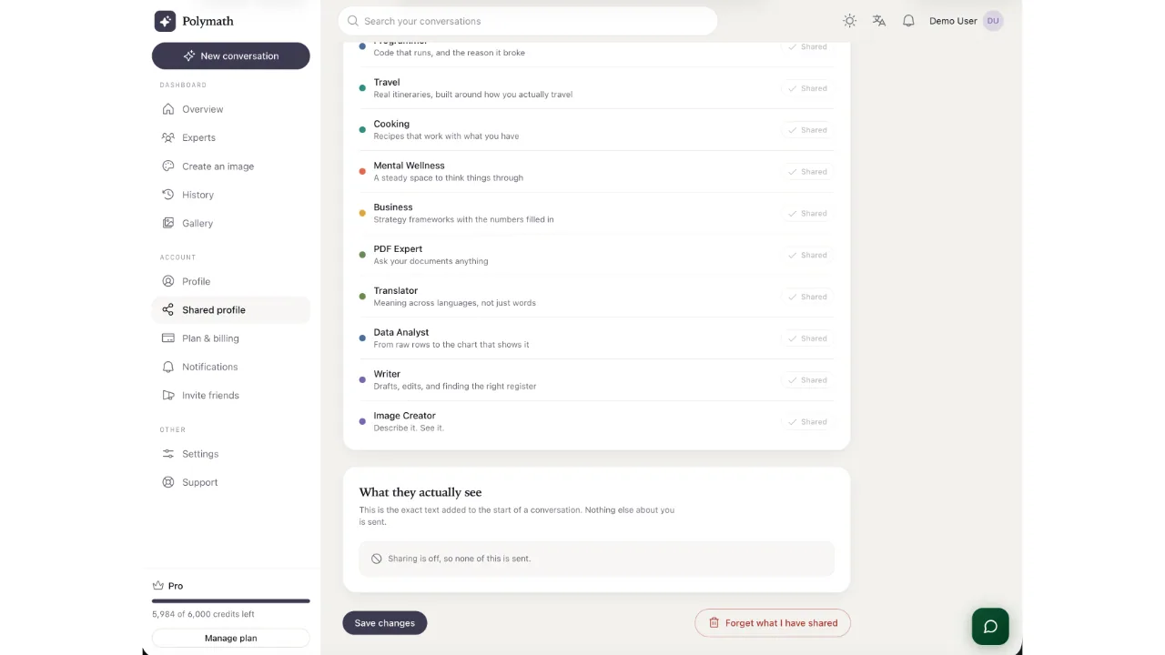 Polymath — Multi-Expert AI Assistant Platform (Laravel + Flutter) screenshot 9