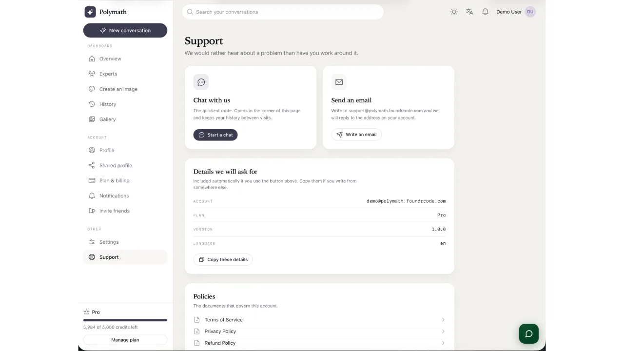 Polymath — Multi-Expert AI Assistant Platform (Laravel + Flutter) screenshot 10
