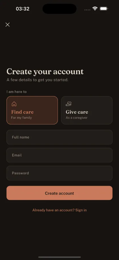 Presence — On-Demand Caregiver Marketplace (Flutter + Laravel) screenshot 3