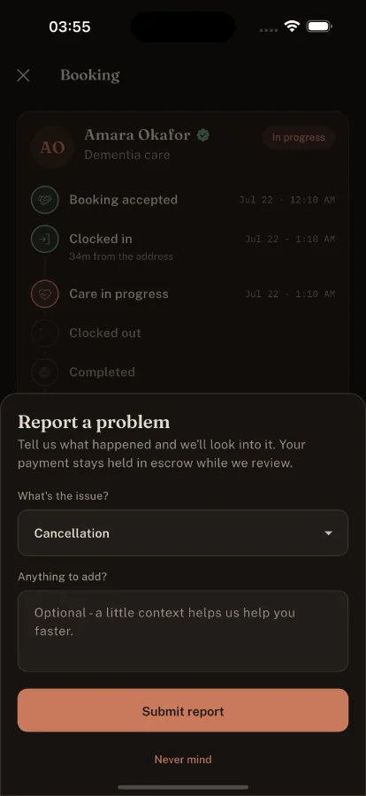 Presence — On-Demand Caregiver Marketplace (Flutter + Laravel) screenshot 5