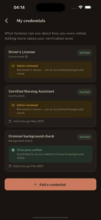 Presence — On-Demand Caregiver Marketplace (Flutter + Laravel) screenshot 12