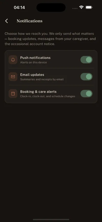 Presence — On-Demand Caregiver Marketplace (Flutter + Laravel) screenshot 13