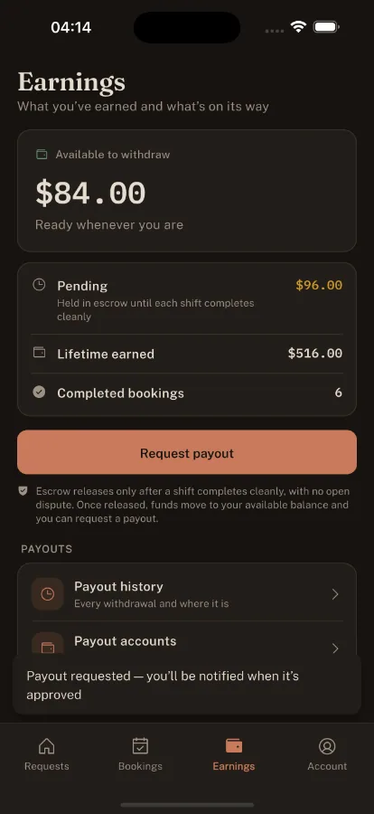 Presence — On-Demand Caregiver Marketplace (Flutter + Laravel) screenshot 14