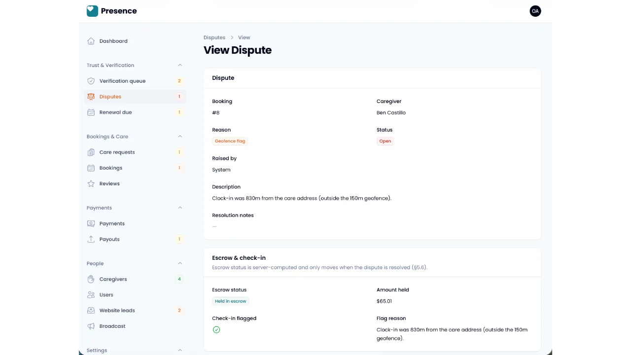 Presence — On-Demand Caregiver Marketplace (Flutter + Laravel) screenshot 15