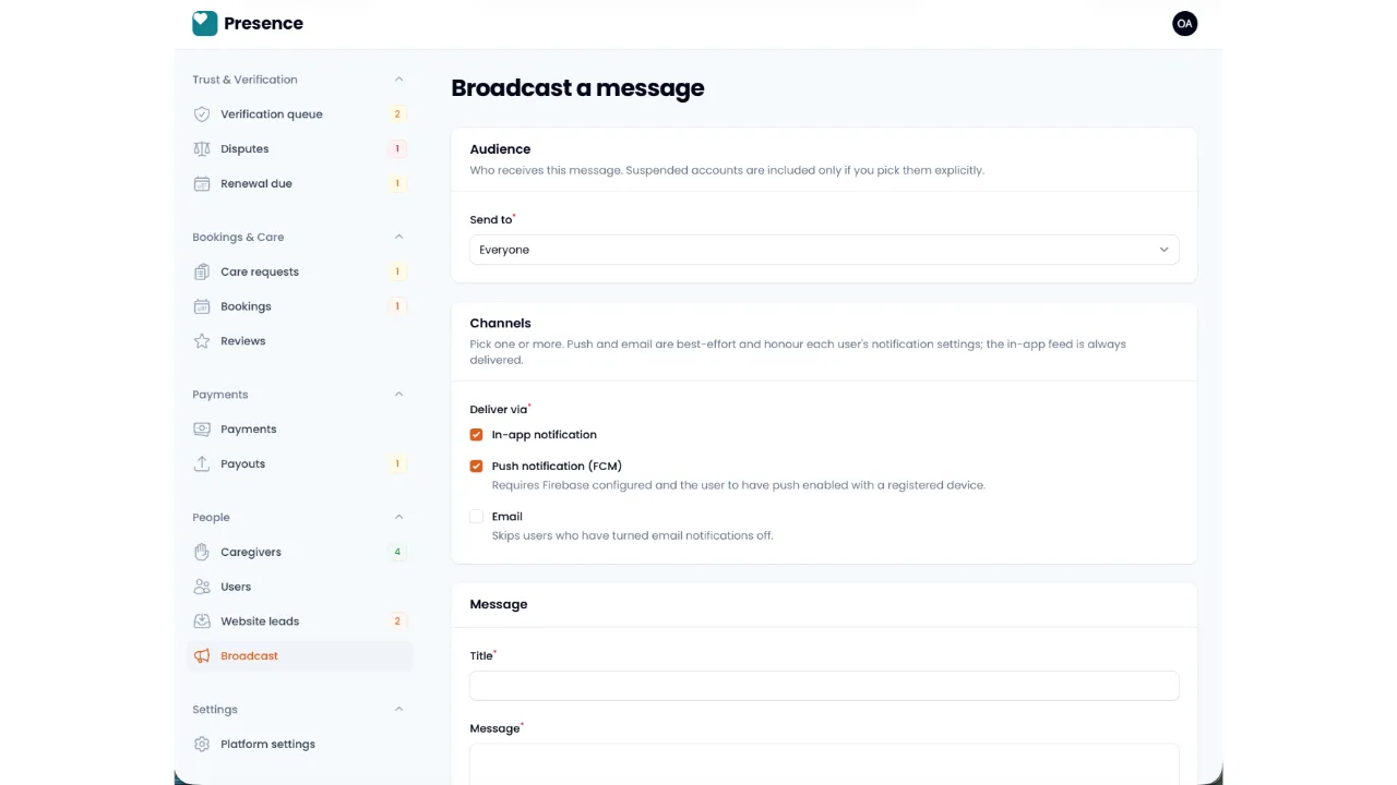 Presence — On-Demand Caregiver Marketplace (Flutter + Laravel) screenshot 17
