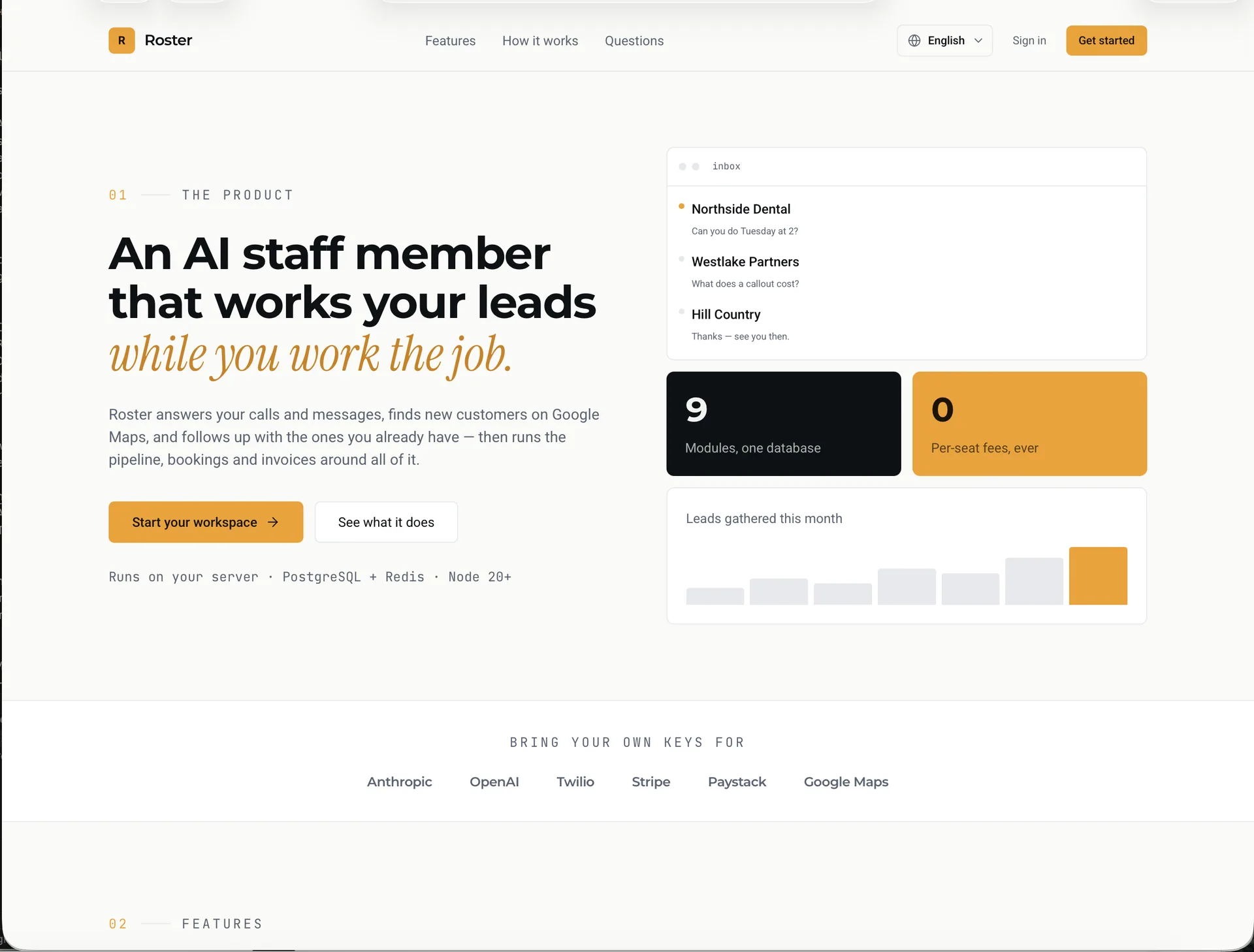 Roster — AI-Powered Business Assistant (Next.js) screenshot 2