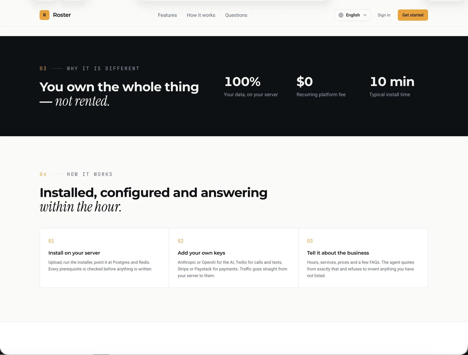 Roster — AI-Powered Business Assistant (Next.js) screenshot 3