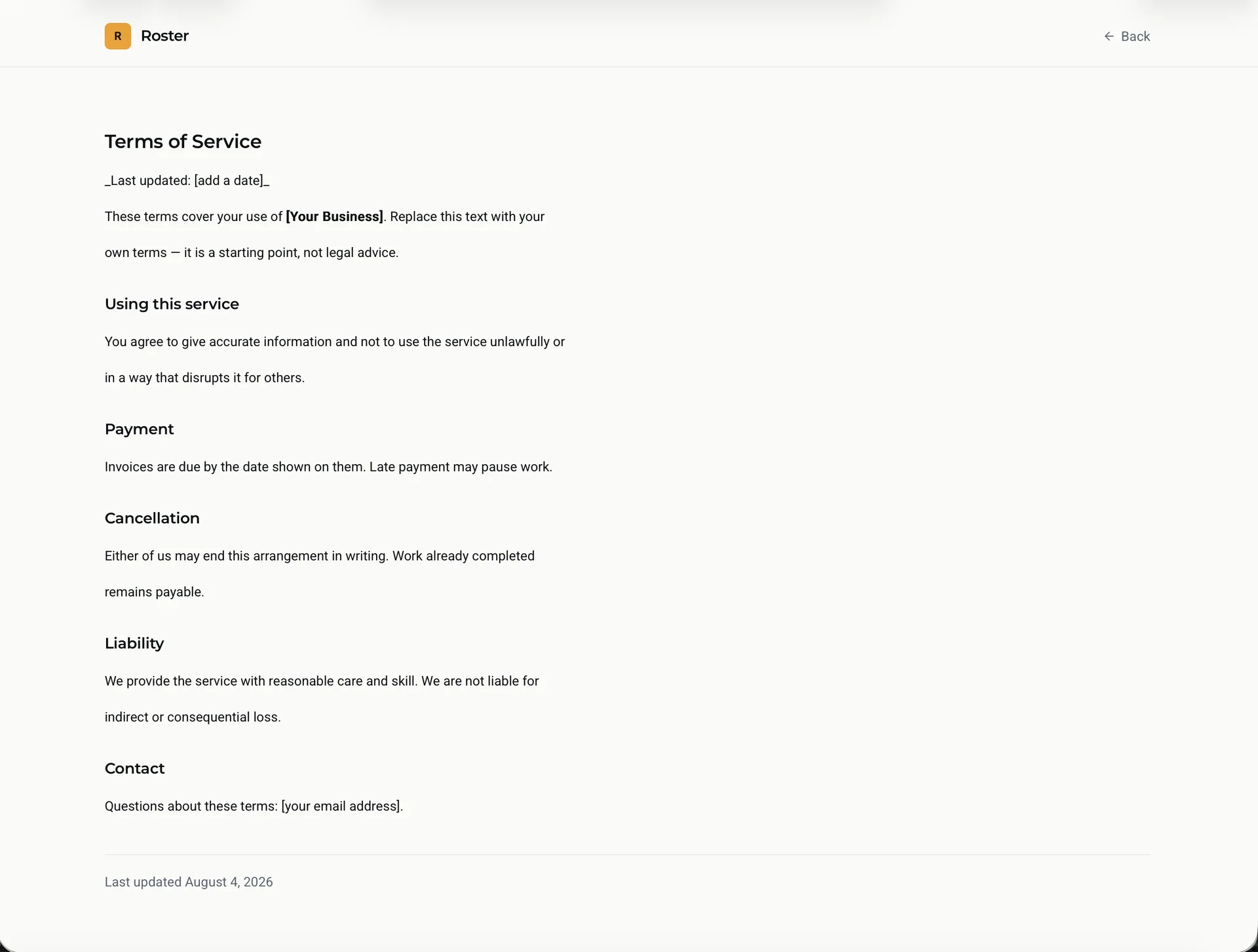 Roster — AI-Powered Business Assistant (Next.js) screenshot 4