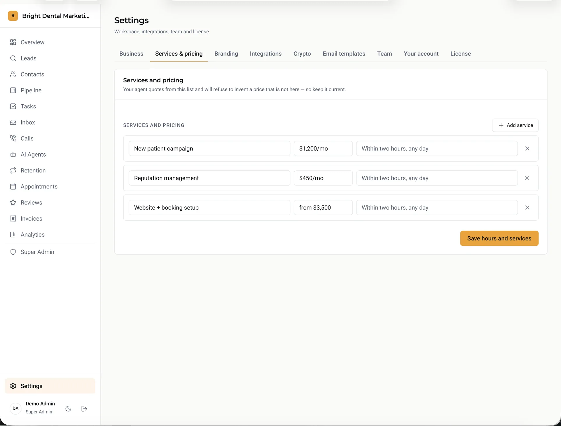 Roster — AI-Powered Business Assistant (Next.js) screenshot 16