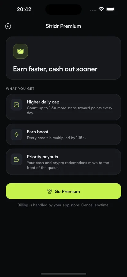 Stridr — Step-to-Earn Rewards App (Flutter + Laravel) screenshot 7