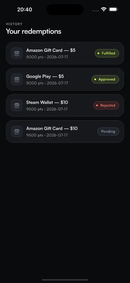 Stridr — Step-to-Earn Rewards App (Flutter + Laravel) screenshot 8