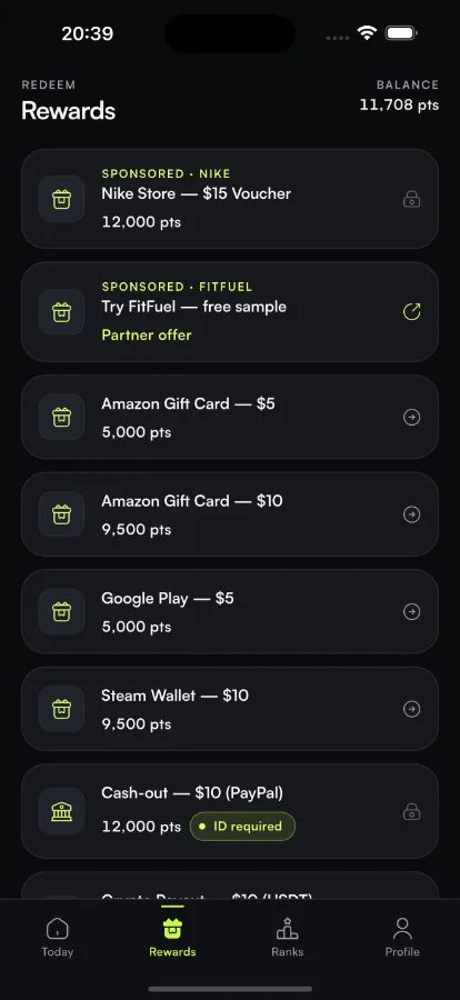 Stridr — Step-to-Earn Rewards App (Flutter + Laravel) screenshot 9