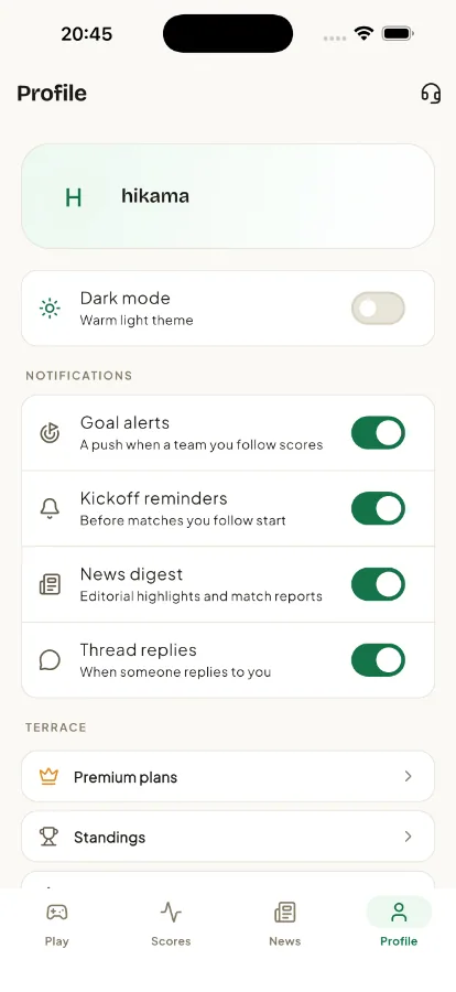 Terrace — Live Sports Scores, Stats & Fan Community (Flutter + Laravel) screenshot 4