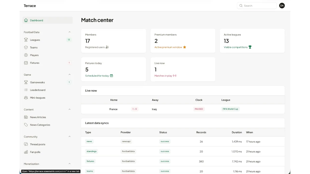 Terrace — Live Sports Scores, Stats & Fan Community (Flutter + Laravel) screenshot 14