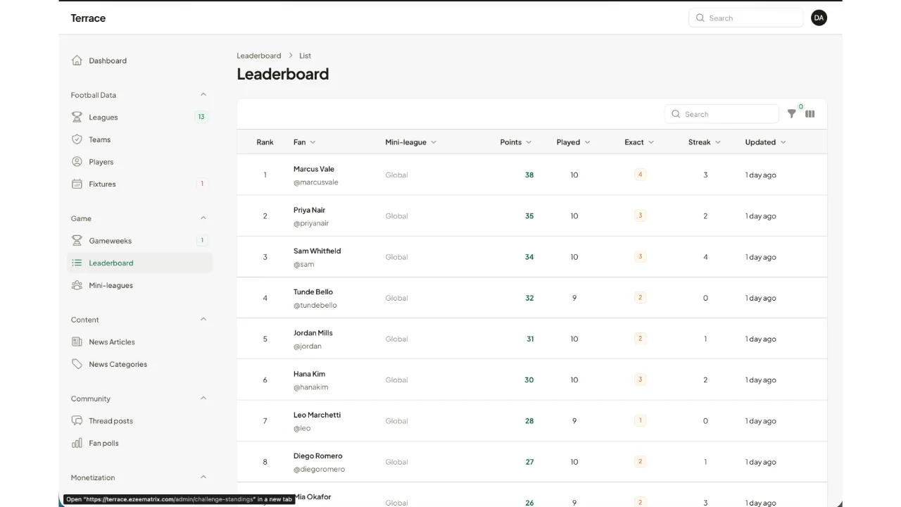 Terrace — Live Sports Scores, Stats & Fan Community (Flutter + Laravel) screenshot 16