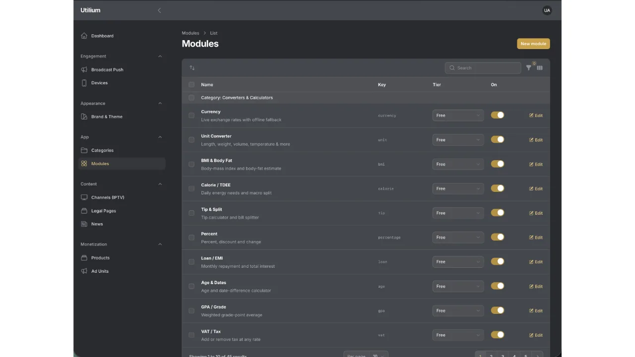 Utilium — Modular Utility Super-App (Flutter + Laravel) screenshot 16