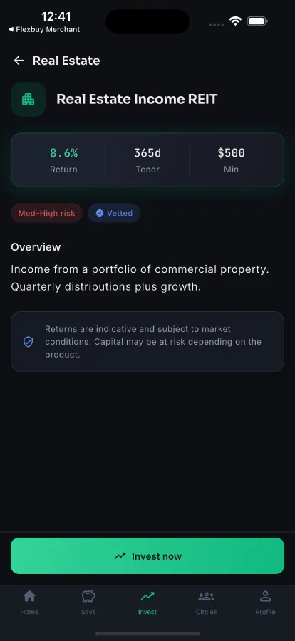 VaultWise — Savings & Investment App (Flutter + Laravel) screenshot 8