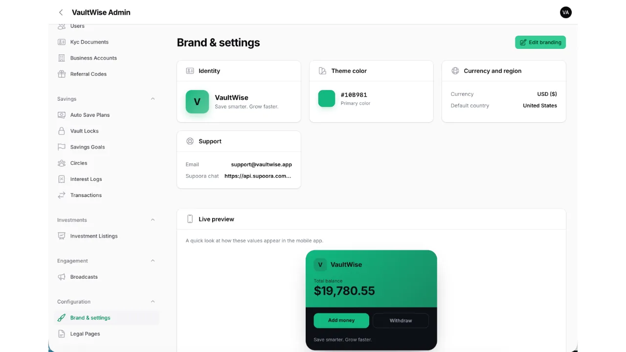 VaultWise — Savings & Investment App (Flutter + Laravel) screenshot 19