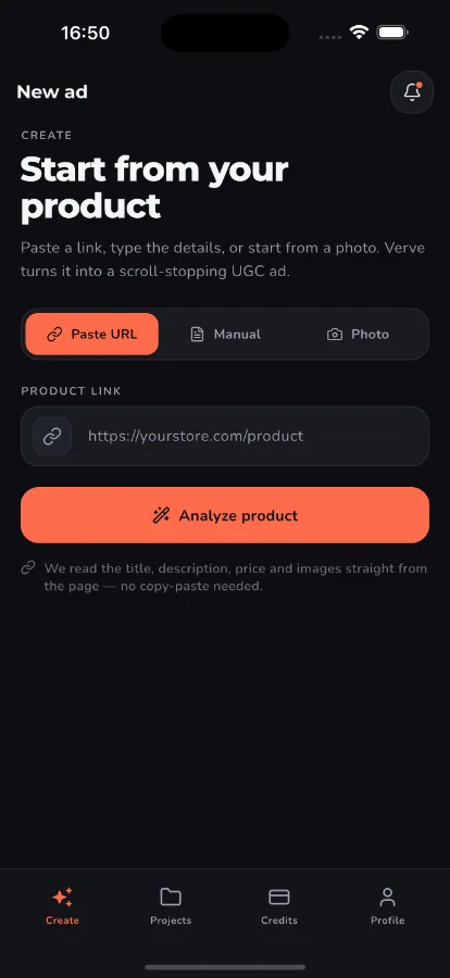 Verve — AI UGC Ad Generator (Flutter + Laravel) screenshot 4