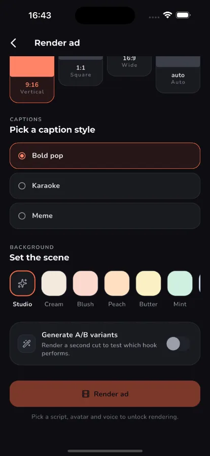 Verve — AI UGC Ad Generator (Flutter + Laravel) screenshot 12