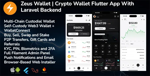 Zeus Wallet — Crypto Wallet App (Flutter + Laravel)